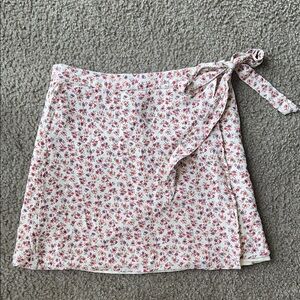 American Eagle Outfitters Cream Wrap Mini Skirt